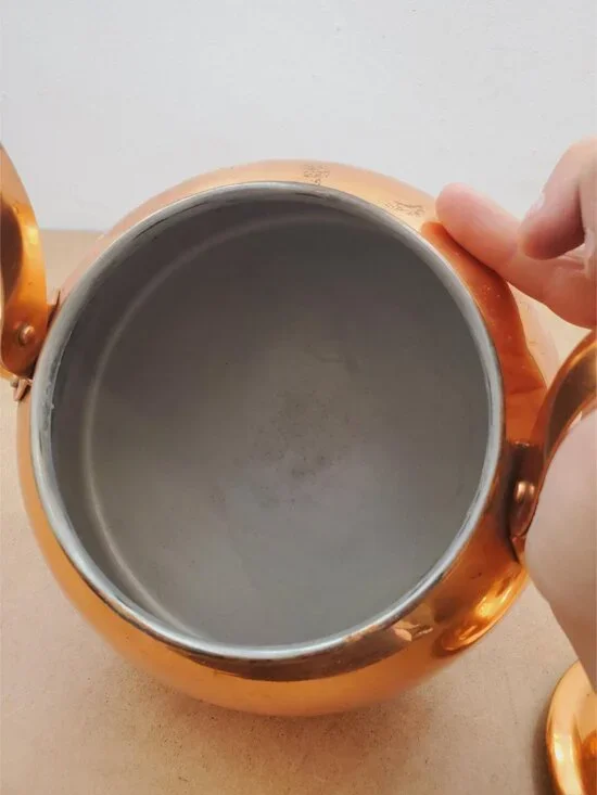 Vintage Copper Kettle with Brass & Wood Handle Antique Copper Kettle/Teapot - Picture 13 of 16